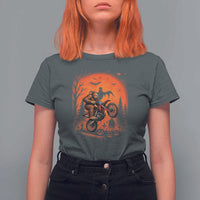 Bigfoot Dirt Bike T Shirt For Women Sasquatch Halloween Creepy Biker - Wonder Print Shop