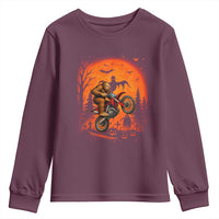 Bigfoot Dirt Bike Youth Sweatshirt Sasquatch Halloween Creepy Biker - Wonder Print Shop