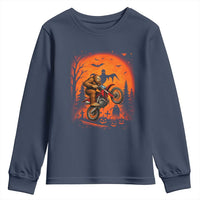 Bigfoot Dirt Bike Youth Sweatshirt Sasquatch Halloween Creepy Biker - Wonder Print Shop