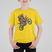 Bigfoot Dirt Bike T Shirt For Kid Motocross Sasquatch Rock On Hand - Wonder Print Shop