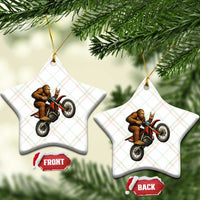 Bigfoot Dirt Bike Ceramic Ornament Motocross Sasquatch Rock On Hand - Wonder Print Shop
