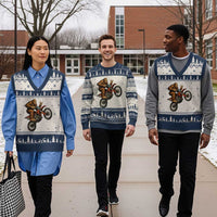 Bigfoot Dirt Bike V-Neck Knit Sweater Vest Motocross Sasquatch Rock On Hand - Wonder Print Shop