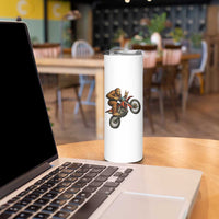 Bigfoot Dirt Bike Skinny Tumbler Motocross Sasquatch Rock On Hand