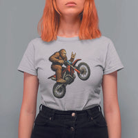 Bigfoot Dirt Bike T Shirt For Women Motocross Sasquatch Rock On Hand - Wonder Print Shop
