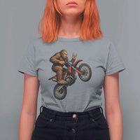 Bigfoot Dirt Bike T Shirt For Women Motocross Sasquatch Rock On Hand - Wonder Print Shop