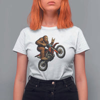 Bigfoot Dirt Bike T Shirt For Women Motocross Sasquatch Rock On Hand - Wonder Print Shop