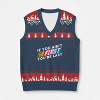 Funny Racing V-Neck Knit Sweater Vest If You Are Not First You Are Last - Wonder Print Shop