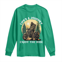 Motorcycle Bigfoot Sasquatch Long Sleeve Shirt Life Is A Journey Enjoy The Ride - Wonder Print Shop