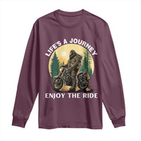 Motorcycle Bigfoot Sasquatch Long Sleeve Shirt Life Is A Journey Enjoy The Ride - Wonder Print Shop