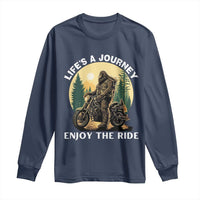 Motorcycle Bigfoot Sasquatch Long Sleeve Shirt Life Is A Journey Enjoy The Ride - Wonder Print Shop