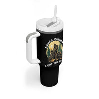 Motorcycle Bigfoot Sasquatch Tumbler With Handle Life Is A Journey Enjoy The Ride