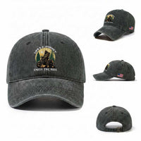 Motorcycle Bigfoot Sasquatch Washed Cotton Baseball Cap Life Is A Journey Enjoy The Ride