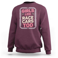 Racing Girl Sweatshirt Girls Like Race Cars Too - Wonder Print Shop