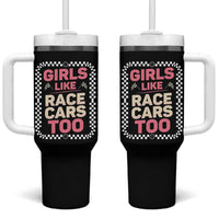 Racing Girl Tumbler With Handle Girls Like Race Cars Too