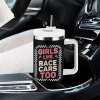 Racing Girl Tumbler With Handle Girls Like Race Cars Too