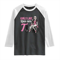 Racing Car Girl Raglan Shirt Girls Like Race Cars Too - Wonder Print Shop