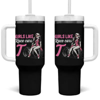 Racing Car Girl Tumbler With Handle Girls Like Race Cars Too