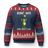 Resist Frog Ugly Christmas Sweater Christian HIV Awareness Red Ribbon - Wonder Print Shop