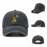 Resist Frog Washed Cotton Baseball Cap Super American 67 Six Seven Meme