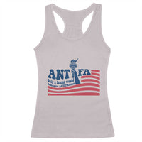 Antifa Fascism Patriotic Racerback Tank Top Antifascist Statue of Liberty - Wonder Print Shop