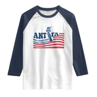 Antifa Fascism Patriotic Raglan Shirt Antifascist Statue of Liberty - Wonder Print Shop