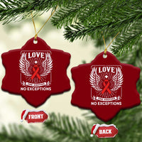 Red Ribbon Christian Ceramic Ornament Cross Minimal Faith HIV Awareness Religious - Wonder Print Shop