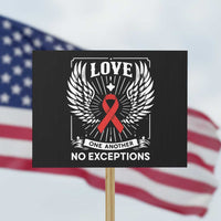 Red Ribbon Christian Protest Sign Cross Minimal Faith HIV Awareness Religious - Wonder Print Shop