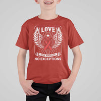 Red Ribbon Christian T Shirt For Kid Cross Minimal Faith HIV Awareness Religious - Wonder Print Shop