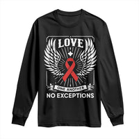 Red Ribbon Christian Long Sleeve Shirt Cross Minimal Faith HIV Awareness Religious - Wonder Print Shop