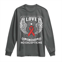 Red Ribbon Christian Long Sleeve Shirt Cross Minimal Faith HIV Awareness Religious - Wonder Print Shop
