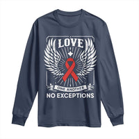 Red Ribbon Christian Long Sleeve Shirt Cross Minimal Faith HIV Awareness Religious - Wonder Print Shop