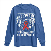 Red Ribbon Christian Long Sleeve Shirt Cross Minimal Faith HIV Awareness Religious - Wonder Print Shop