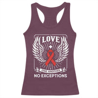 Red Ribbon Christian Racerback Tank Top Cross Minimal Faith HIV Awareness Religious - Wonder Print Shop