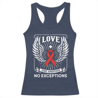 Red Ribbon Christian Racerback Tank Top Cross Minimal Faith HIV Awareness Religious - Wonder Print Shop