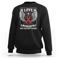 Red Ribbon Christian Sweatshirt Cross Minimal Faith HIV Awareness Religious - Wonder Print Shop