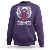 Red Ribbon Christian Sweatshirt Cross Minimal Faith HIV Awareness Religious - Wonder Print Shop