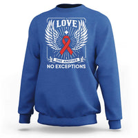 Red Ribbon Christian Sweatshirt Cross Minimal Faith HIV Awareness Religious - Wonder Print Shop