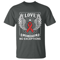 Red Ribbon Christian T Shirt Cross Minimal Faith HIV Awareness Religious - Wonder Print Shop