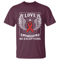 Red Ribbon Christian T Shirt Cross Minimal Faith HIV Awareness Religious - Wonder Print Shop