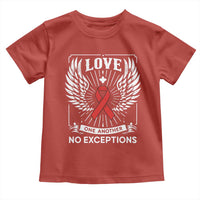 Red Ribbon Christian Toddler T Shirt Cross Minimal Faith HIV Awareness Religious - Wonder Print Shop