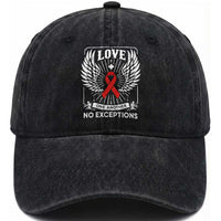 Red Ribbon Christian Washed Cotton Baseball Cap Cross Minimal Faith HIV Awareness Religious