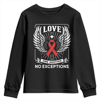 Red Ribbon Christian Youth Sweatshirt Cross Minimal Faith HIV Awareness Religious - Wonder Print Shop