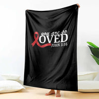 Red Ribbon Christian Throw Blanket Cross Bible Verse Inspirational Religious Faith - Wonder Print Shop