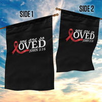Red Ribbon Christian Garden Flag Cross Bible Verse Inspirational Religious Faith - Wonder Print Shop