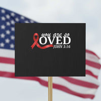 Red Ribbon Christian Protest Sign Cross Bible Verse Inspirational Religious Faith - Wonder Print Shop