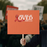Red Ribbon Christian Protest Sign Cross Bible Verse Inspirational Religious Faith - Wonder Print Shop