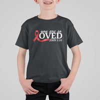 Red Ribbon Christian T Shirt For Kid Cross Bible Verse Inspirational Religious Faith - Wonder Print Shop