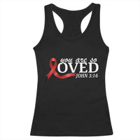 Red Ribbon Christian Racerback Tank Top Cross Bible Verse Inspirational Religious Faith - Wonder Print Shop