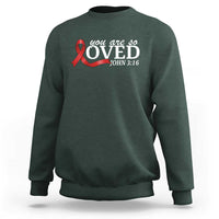 Red Ribbon Christian Sweatshirt Cross Bible Verse Inspirational Religious Faith - Wonder Print Shop