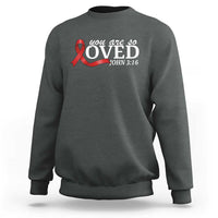 Red Ribbon Christian Sweatshirt Cross Bible Verse Inspirational Religious Faith - Wonder Print Shop